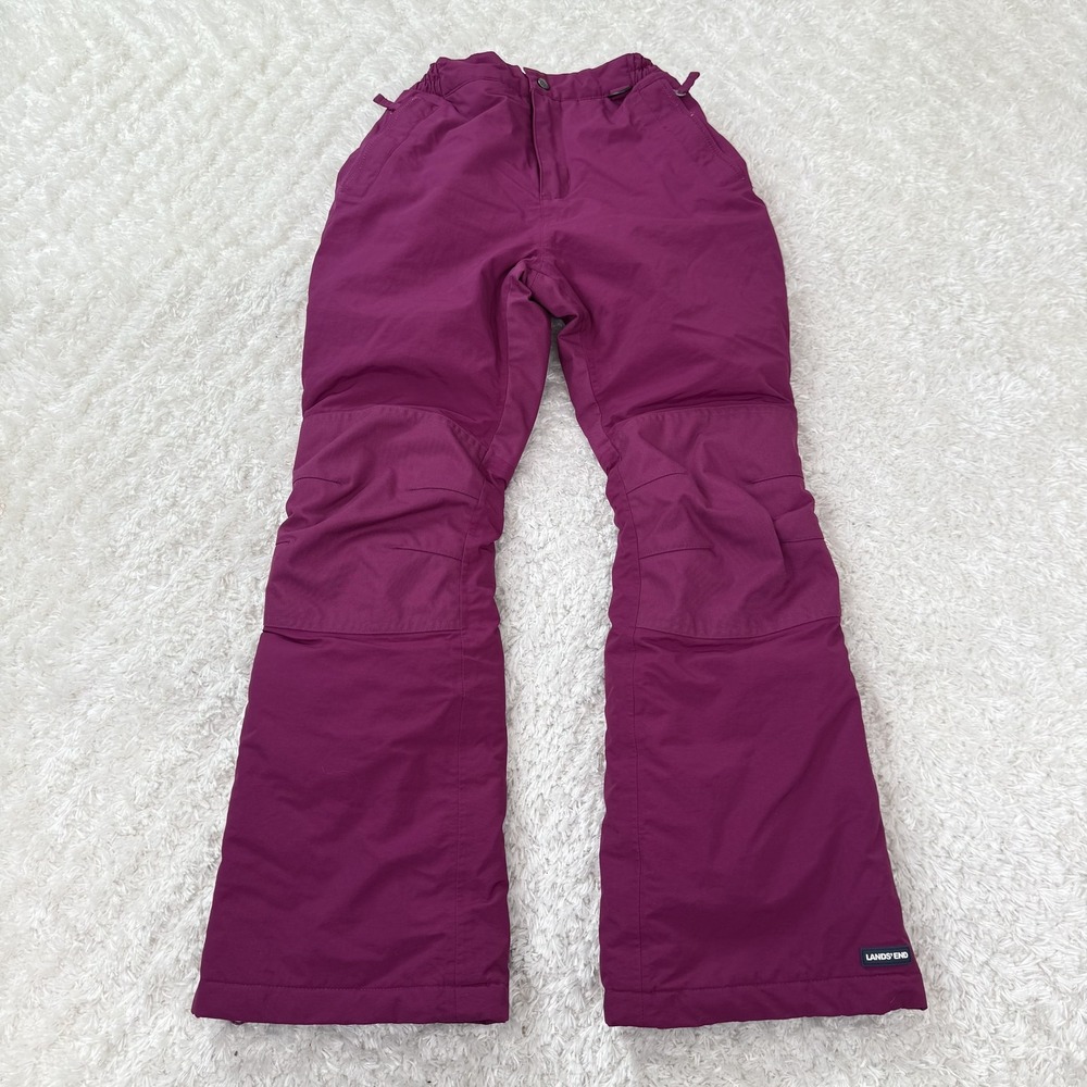 Lands End Snow Pants Kids 10 S Purple Grow-A-Longs Insulated Winter Ski